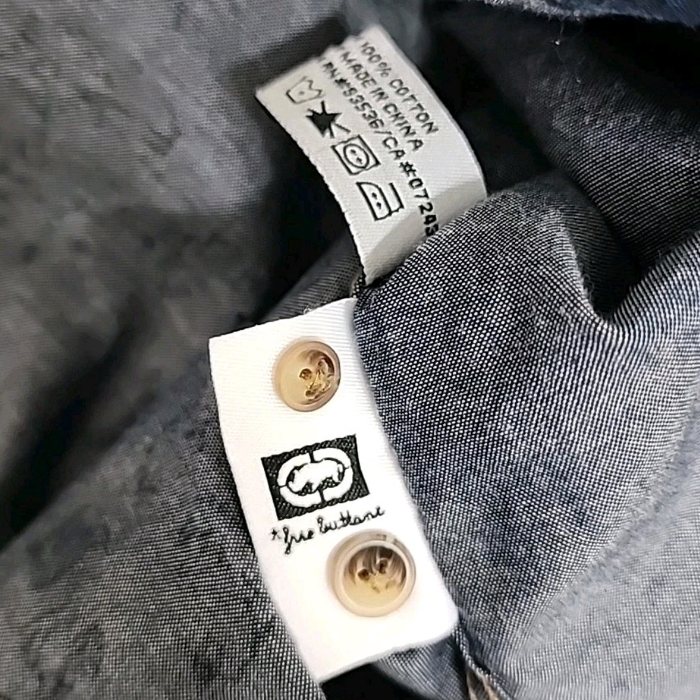 #97 Ecko Unlimited Light Grey Floral Casual Button Down Shirt - Picture 5 of 6